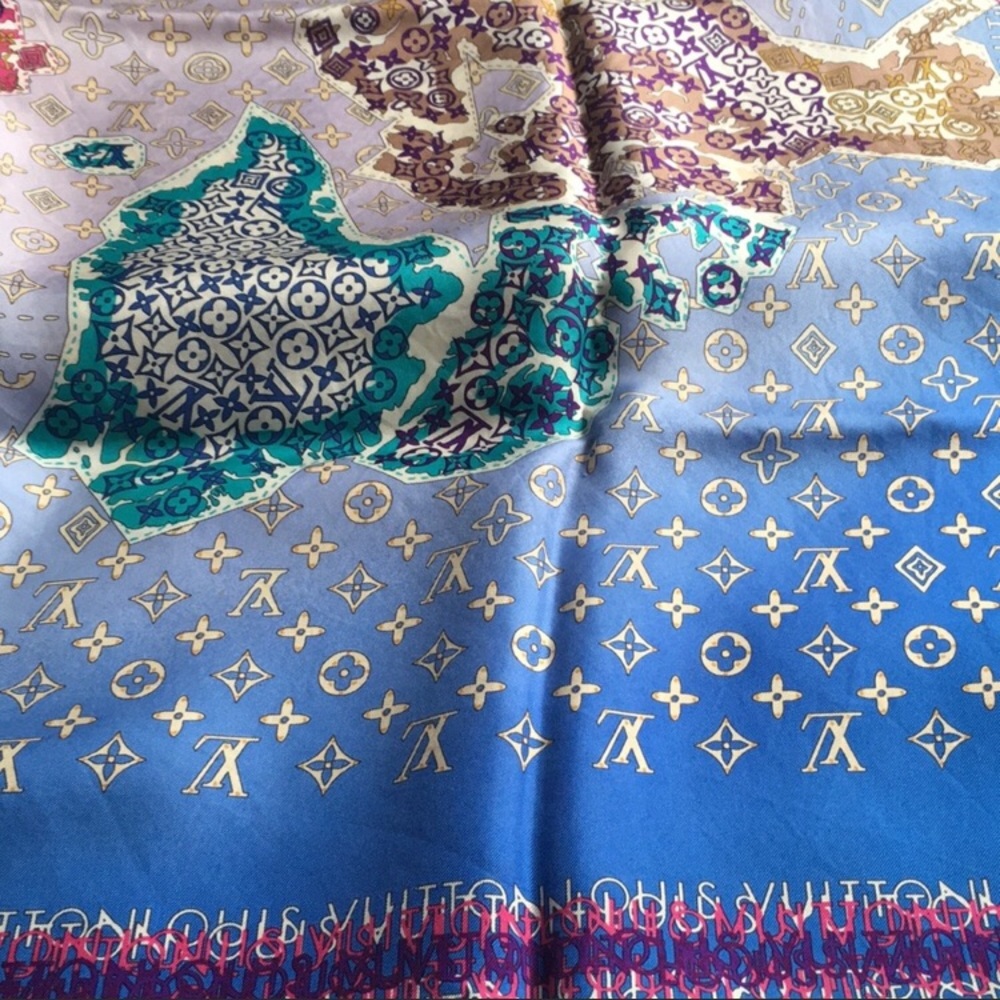 SOLD!!Louis Vuitton Monogram Map Scarf.